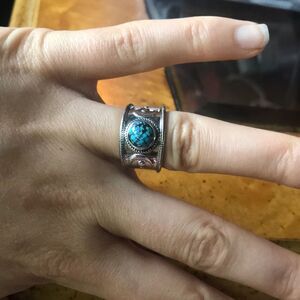 Genuine Blue Moon Turquoise Sterling Silver Ring